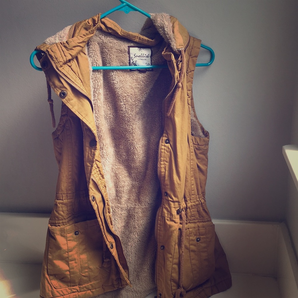 Snobbish brand mustard colored zip-up vest.